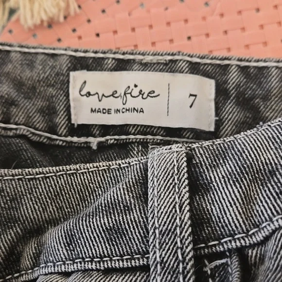 Love Fire Distressed Black  Denim Slit Maxi Cargo Skirt - Picture 6 of 7